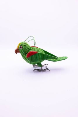 Yellow-Crowned Parrot - Palm Fiber Bird Ornament