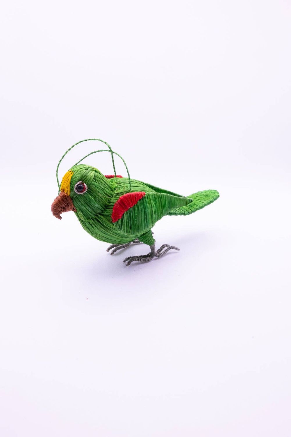 Yellow-Crowned Parrot - Palm Fiber Bird Ornament, Style: Yellow-crowned parrot - Medium