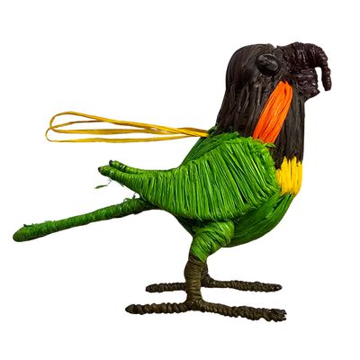 Orange-Cheeked Parrot - Palm Fiber Bird Ornament
