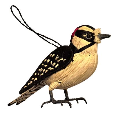 Downy Woodpecker - Palm Fiber Bird Ornament