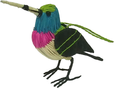 Pink-Breasted Fantasy Hummingbird - Palm Fiber Ornament