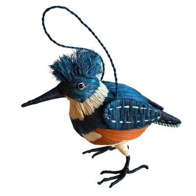 Kingfisher - Palm Fiber Bird Ornament