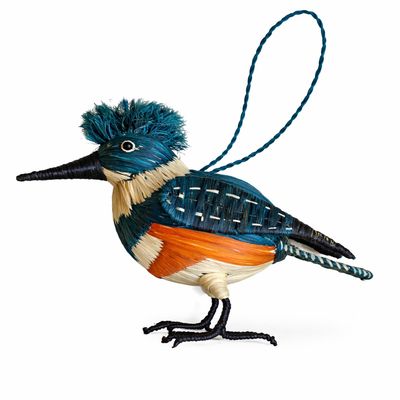 Kingfisher - Palm Fiber Bird Ornament