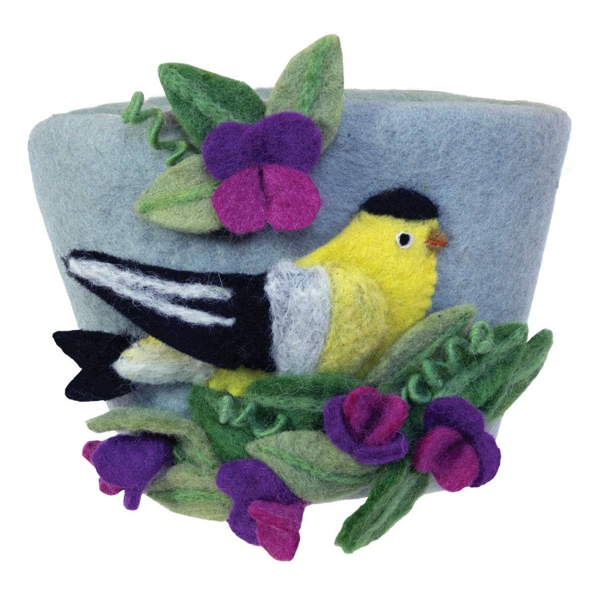 Sweetpea Goldfinch Felt Pot
