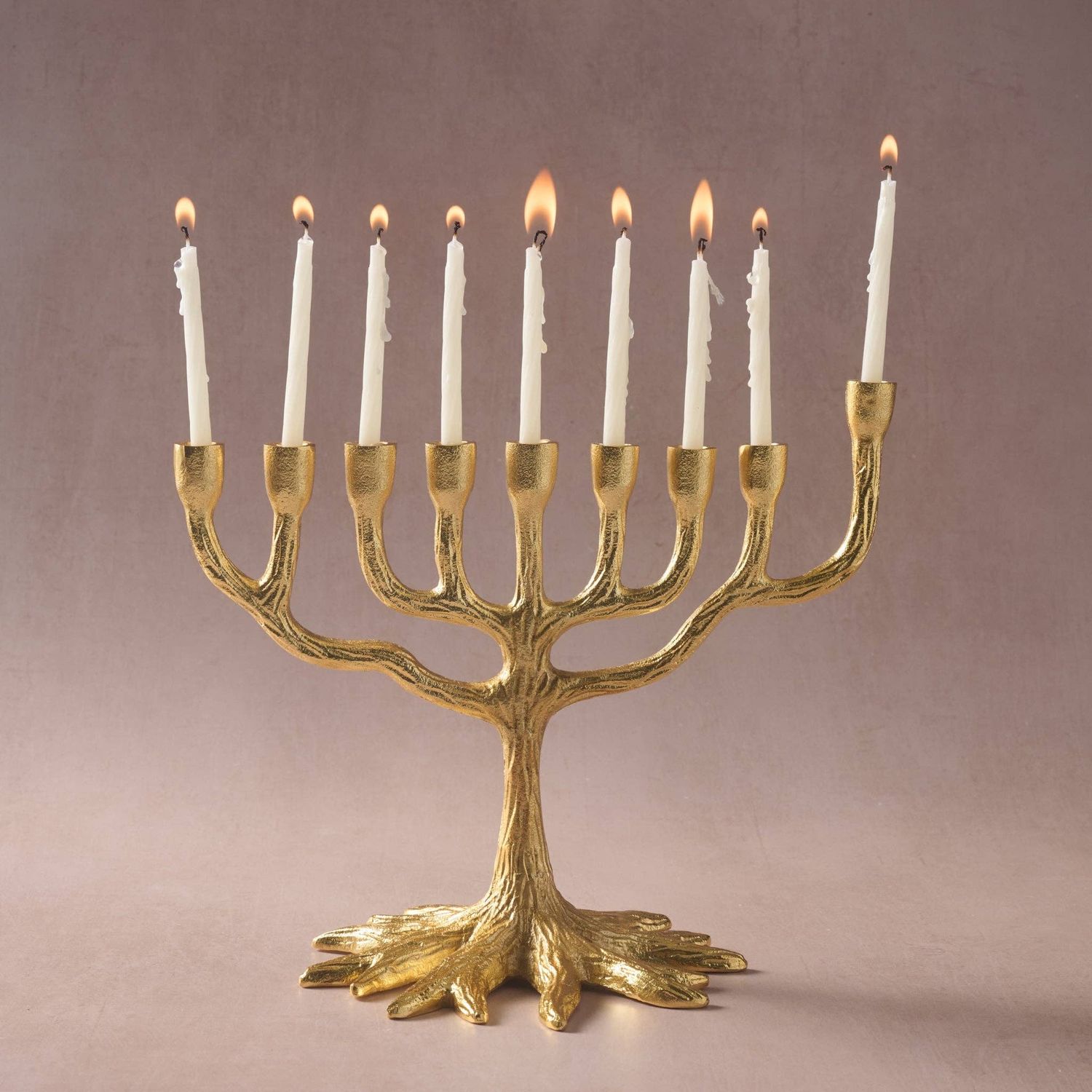 Rooted in Faith Gold Tone Menorah