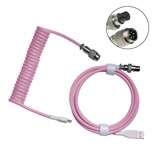 RK ROYAL KLUDGE Coiled USB C Cable (Pink)