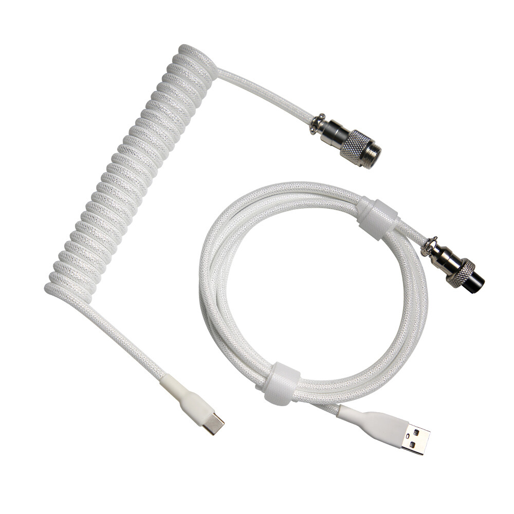 RK ROYAL KLUDGE Coiled USB C Cable (White)