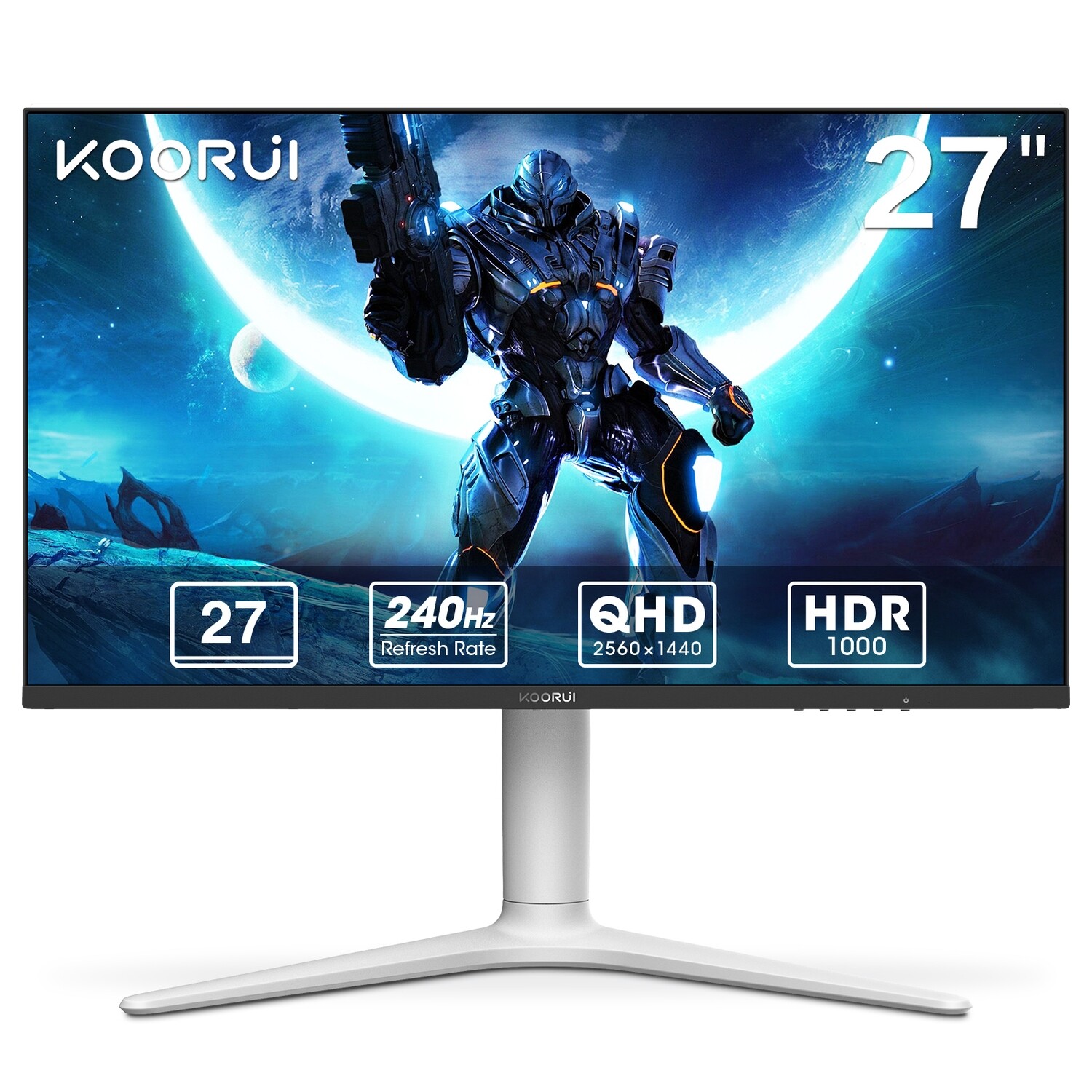KOORUI GN10 27 inch VA mini-LED WQHD 240Hz 1ms HDR1000 HDMI 2.0 DisplayPort 1.4 Rotating Stand Gaming Monitor (White)
