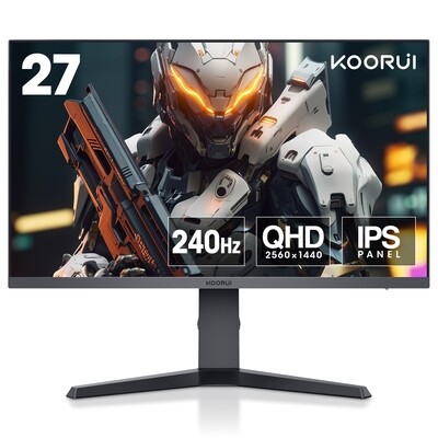 KOORUI 27E3QK 27 Inch IPS WQHD 240Hz 1ms HDR400 Rotating Stand Gaming Monitor (Black)