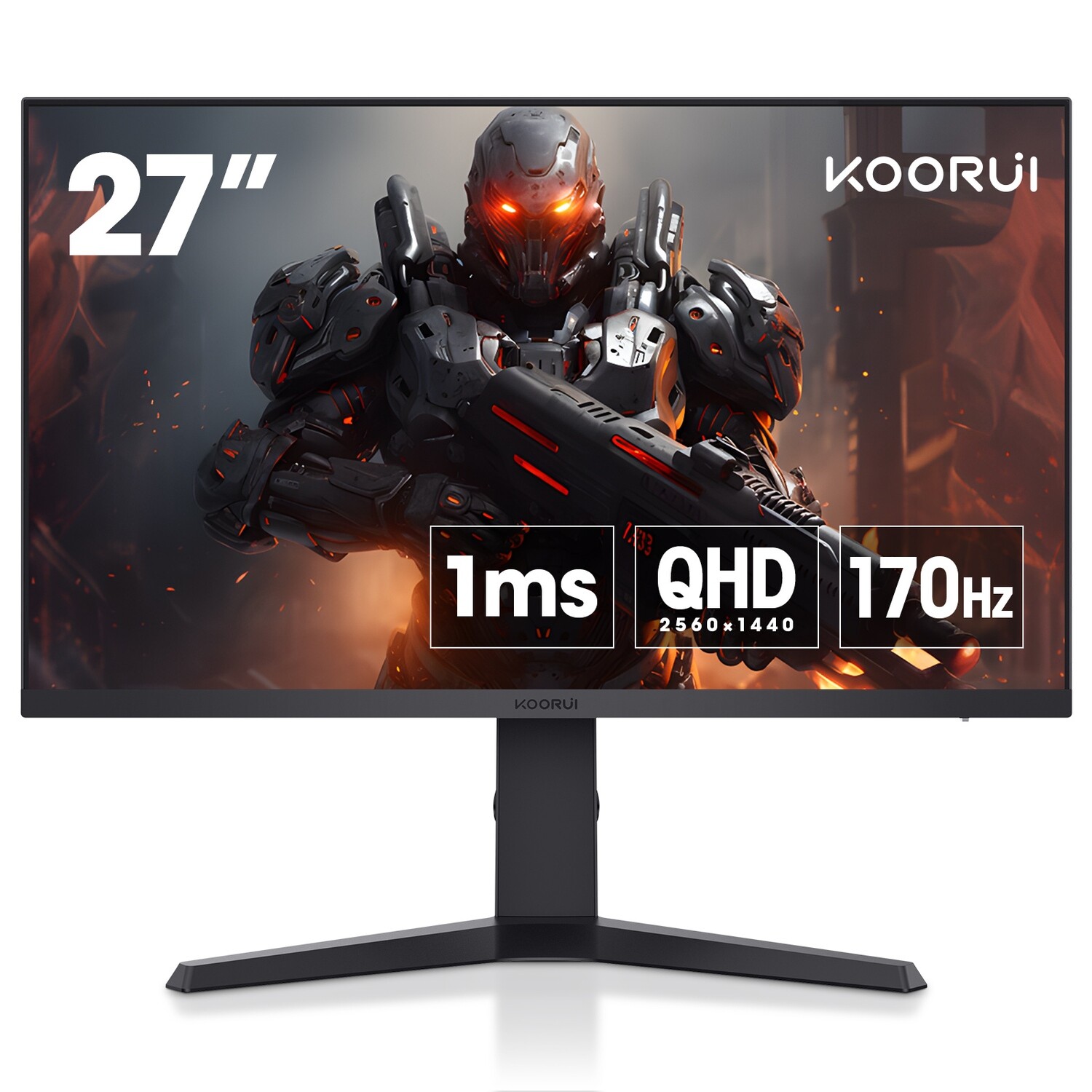 KOORUI 27E3Q 27 Inch IPS QHD 170Hz 1ms HDR400 Rotating Stand Gaming Monitor (Black)