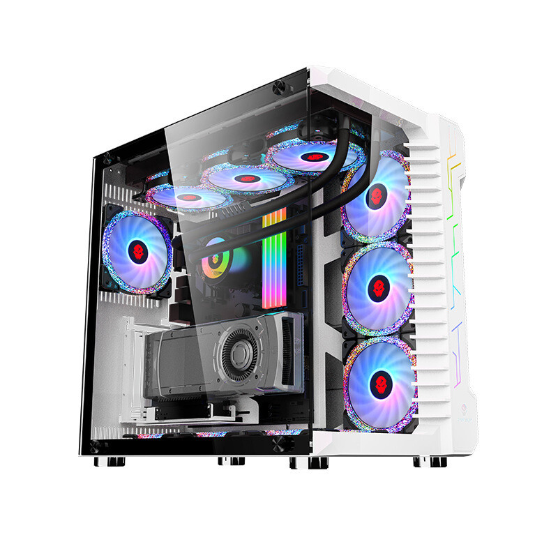 AH-III 7 ARGB Fans ATX Gaming Case (White)