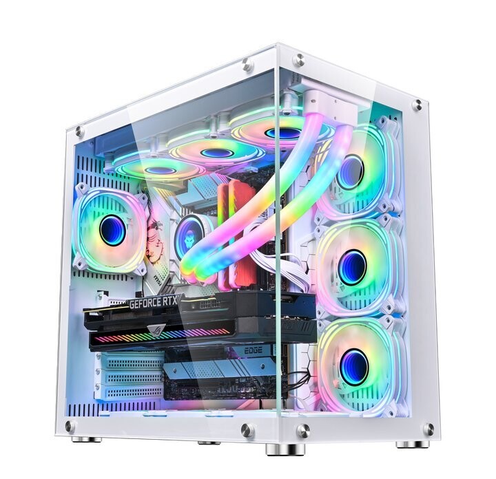 AH-II 7 ARGB Fans ATX Gaming Case (White)