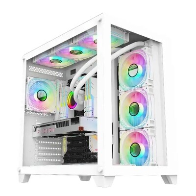 AH-102 7 ARGB Fans ATX Gaming Case (White)
