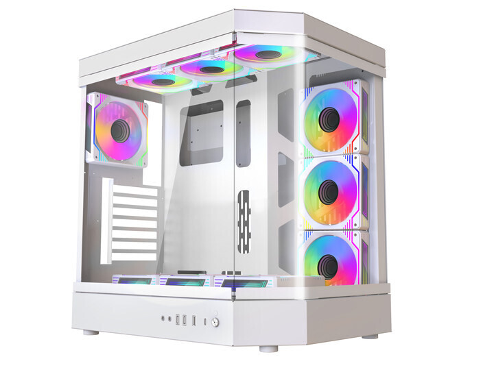 AH-142 7 ARGB Fans ATX Gaming Case (White)