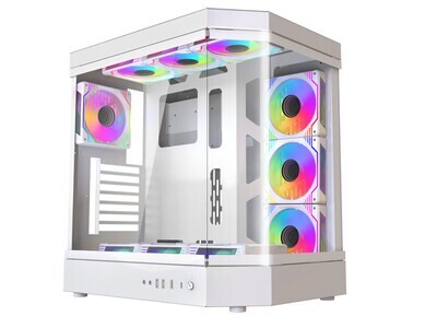 AH-142 7 ARGB Fans ATX Gaming Case (White)