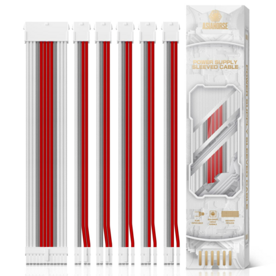 ASIAHORSE Power Supply Cable SNOW SERIES Extension Kit (Red/White/Grey)
