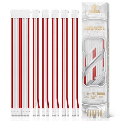 ASIAHORSE Power Supply Cable SNOW SERIES Extension Kit (Red/White)