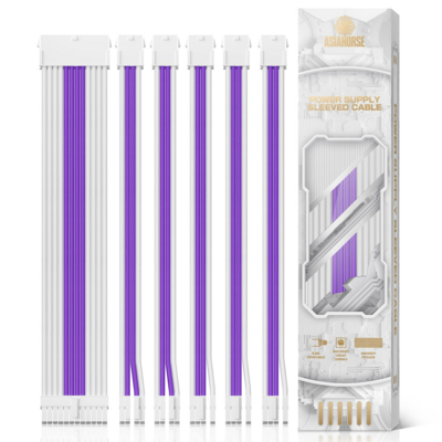 ASIAHORSE Power Supply Cable SNOW SERIES Extension Kit (Purple/White)