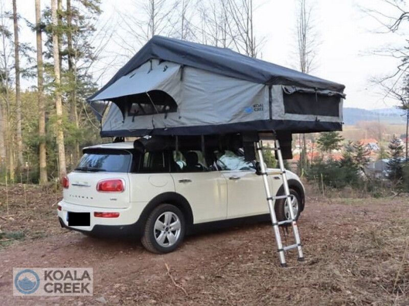 Koala Creek® Teide 160LV2 Overlander Daktent Met Overdekte Instap - 160cm  incl zwarte ladder met schuine treden..