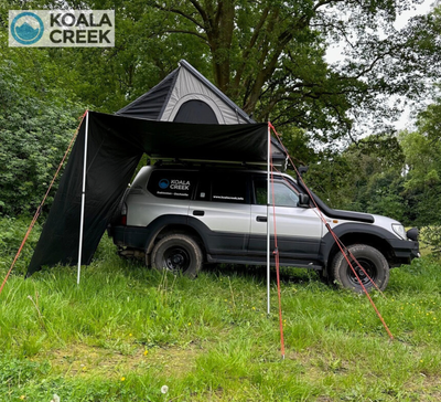 KOALA CREEK® FREEDOM daktent luifel grijs 400x220 cm. Rip-Stop polyester/katoen / Speciaal voor (Koala Creek®) hardcover daktenten met een extra peesgleuf in de bodem. KOALA CREEK® FREEDOM daktent luifel grijs 400x220 cm. Rip-Stop polyester/katoen / Speciaal voor (Koala Creek®) hardcover daktenten met een extra peesgleuf in de bodem.
