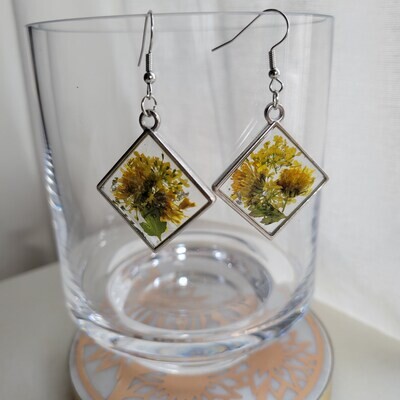 Yellow Square Resin Earrings