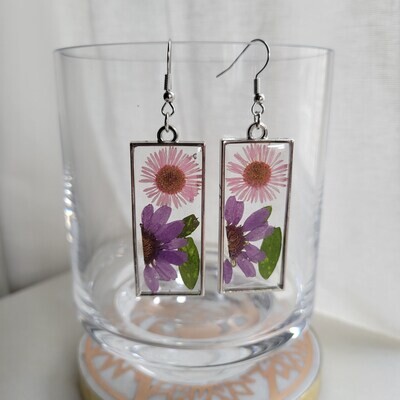 Pink Purple Resin Earrings