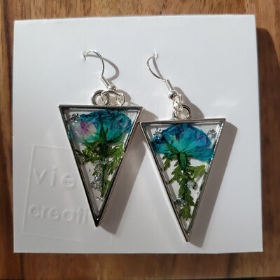 Blue Triangle Resin Earrings