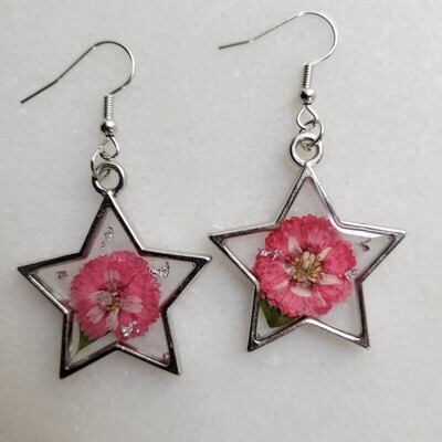 Pink Star Resin Earrings
