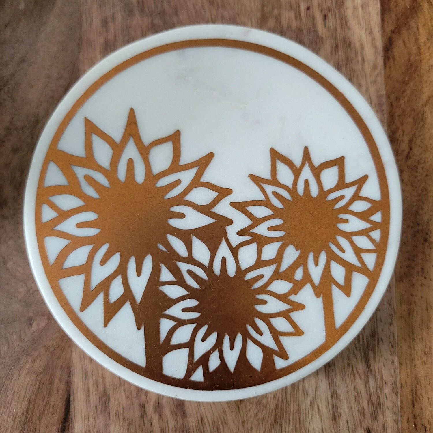 Bronze Sunflower Marble Coaster