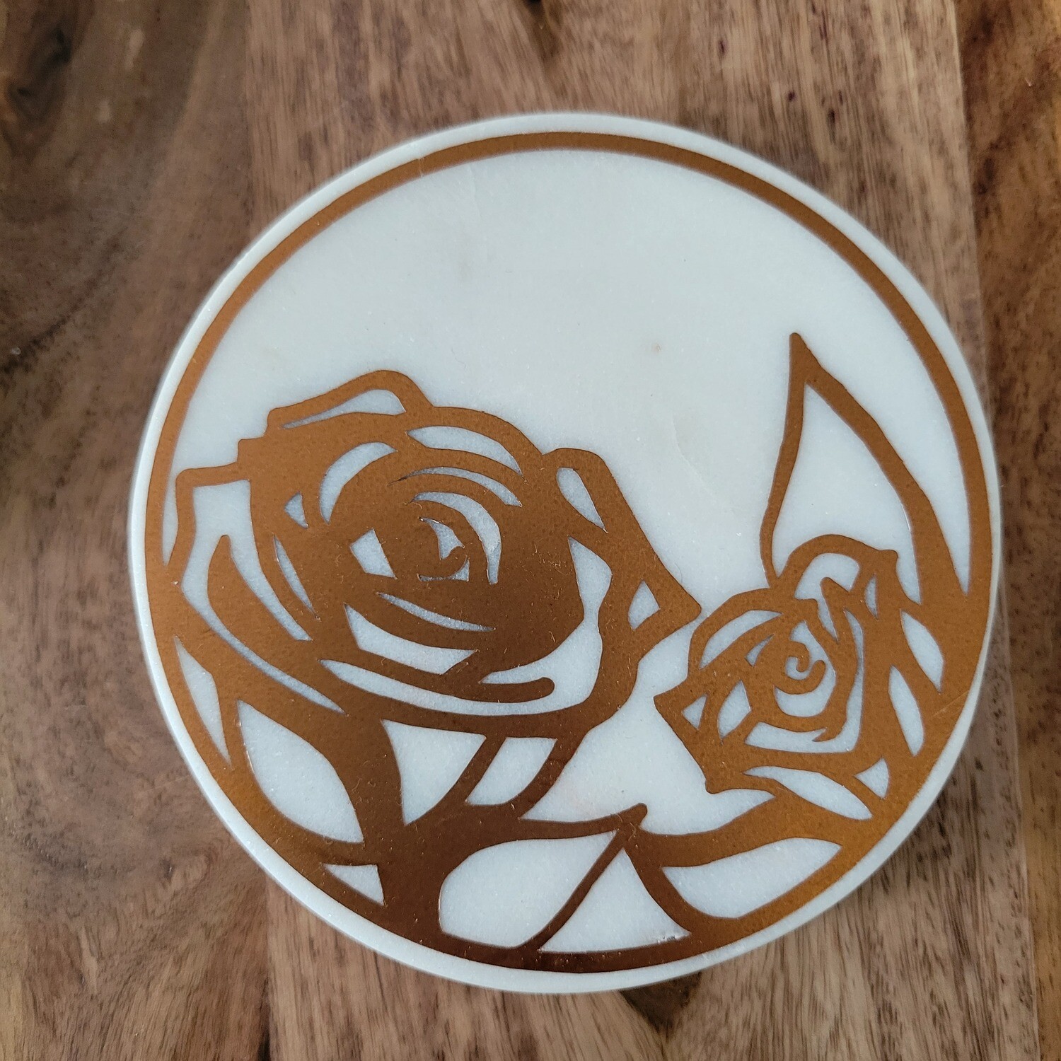 Bronze Rose Marble Coaster