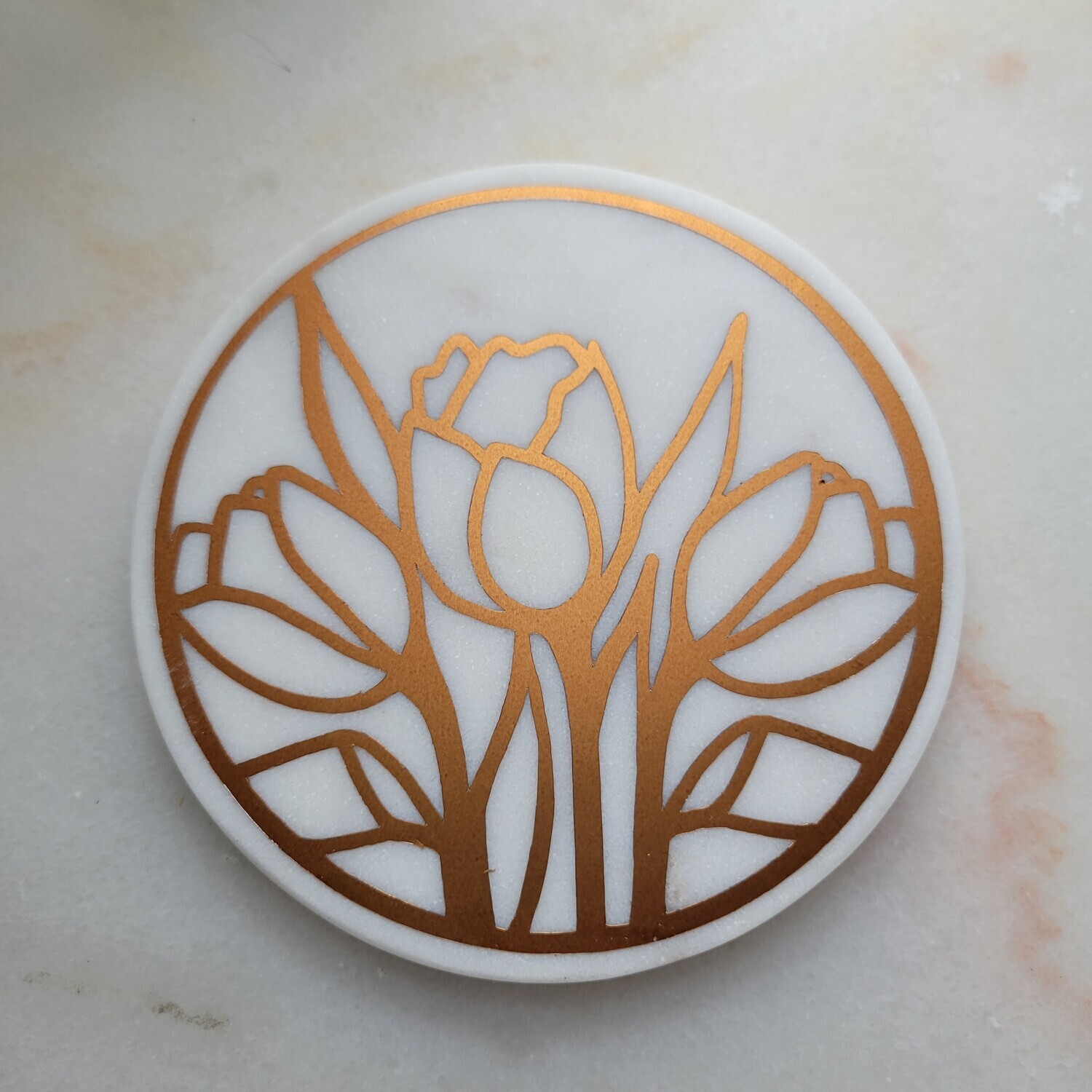 Bronze Tulip Marble Coaster
