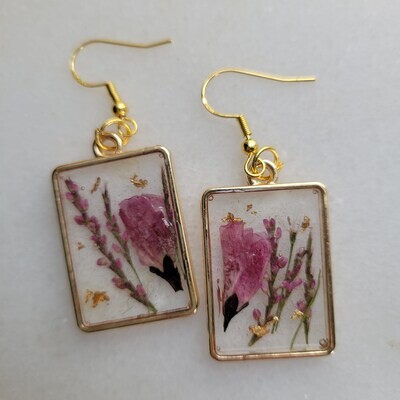 Pink &amp; Gold Rectangle Earrings