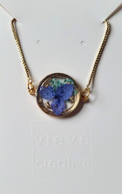 Beautiful Blue &amp; Gold Flower Bracelet