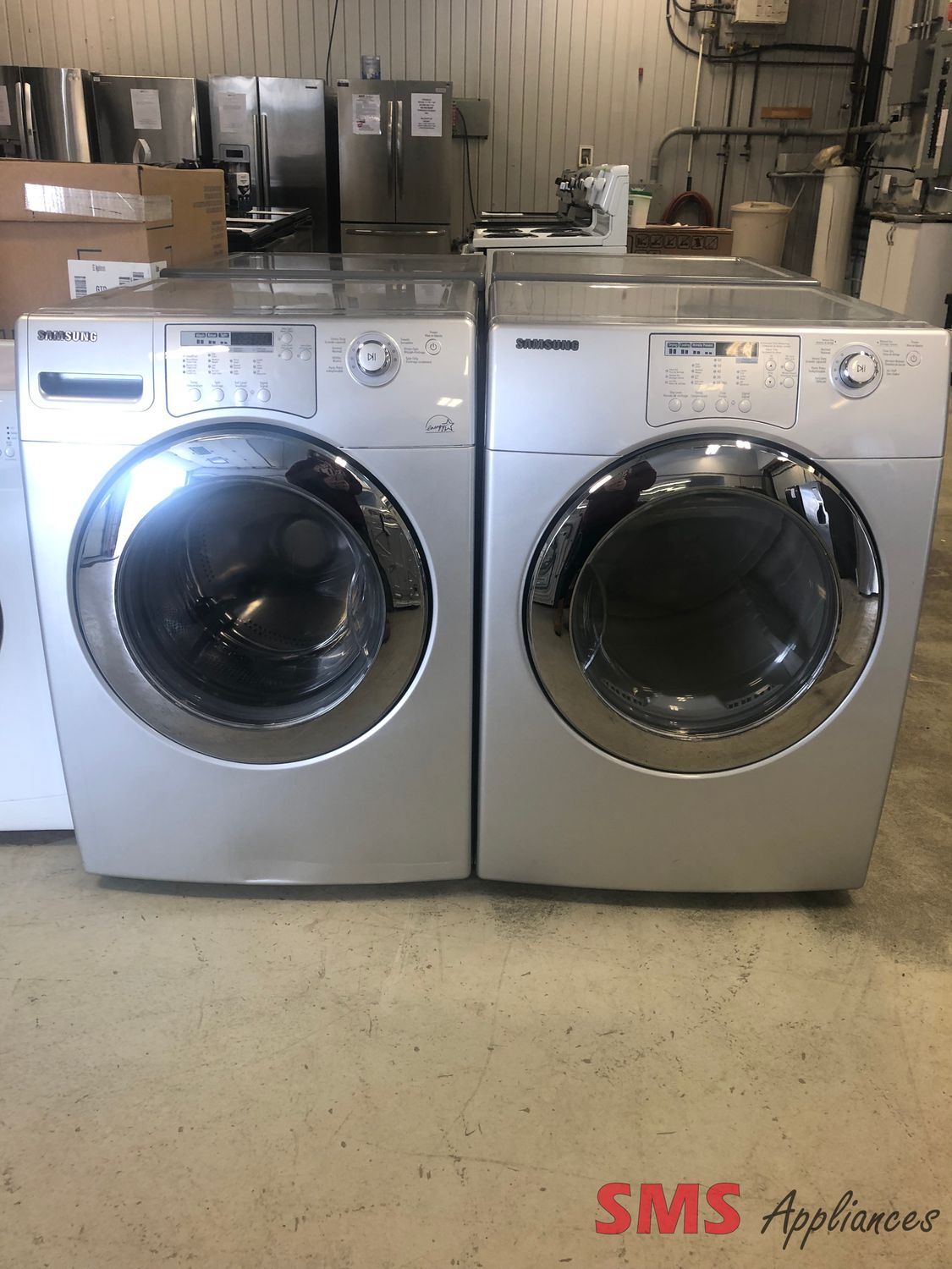 Samsung 27" Front Load Washer and Dryer Set WF206ANS / DV206AES