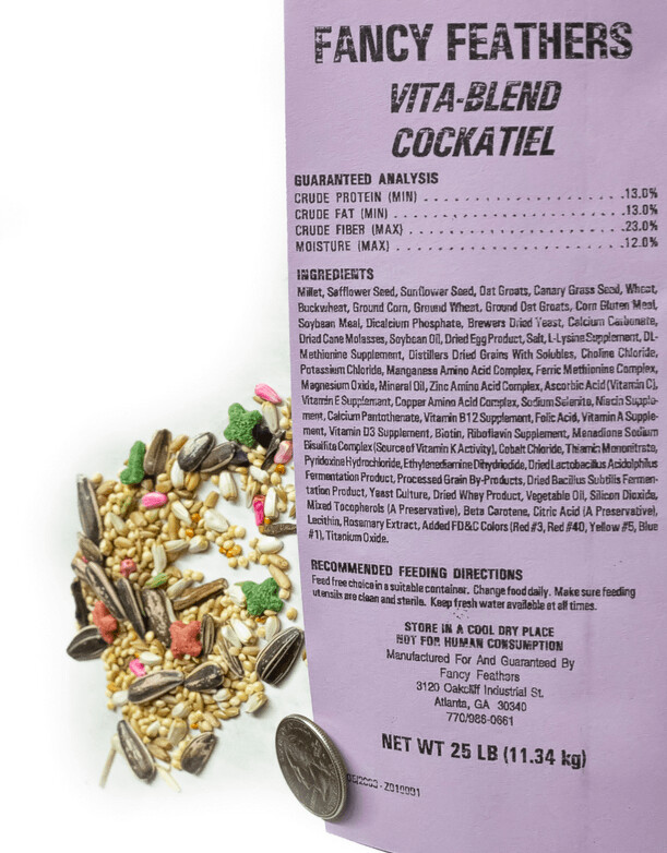 Fancy Feathers Cockatiel Food 25-pound bag
