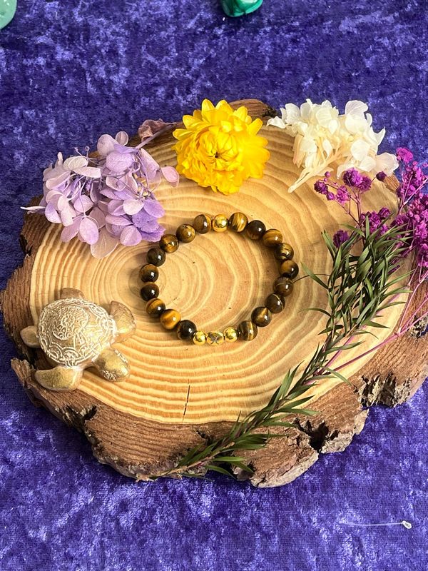 Bracelet signe astrologique. Pierres naturelles oeil du tigre - Perles 8mm Bracelet signe astrologique. Pierres naturelles oeil du tigre - Perles 8mm