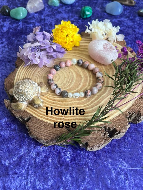 Bracelet signe astrologique. Pierres naturelles Howlite rose. Perles 8mm Bracelet signe astrologique. Pierres naturelles Howlite rose. Perles 8mm