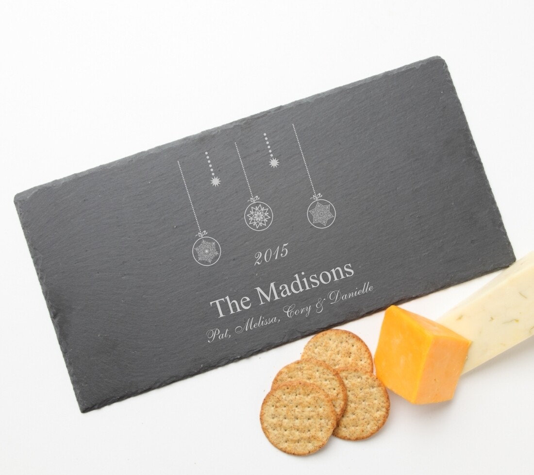 Personalized Slate Cheese Board Custom Engraved Slate Cheese Board 16 x 8 HOLIDAY