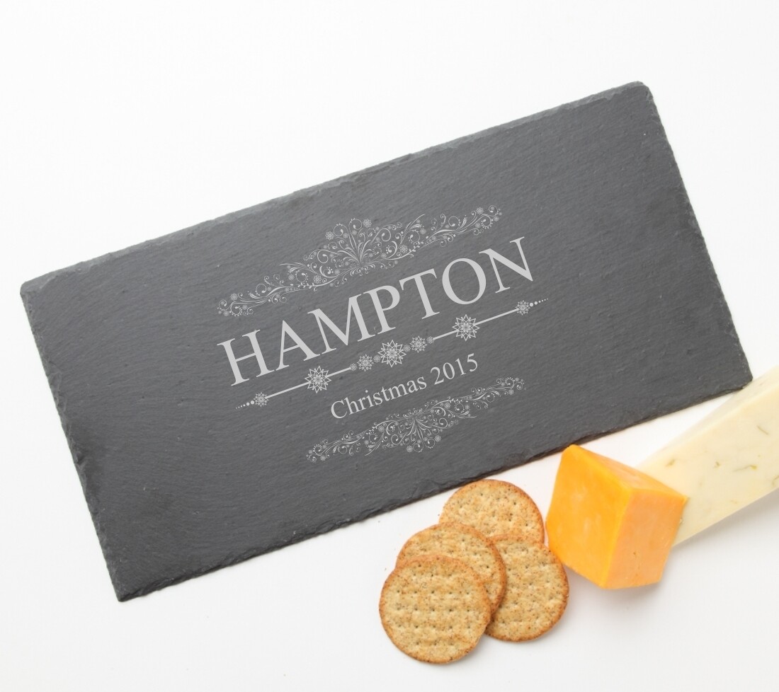 Personalized Slate Cheese Board Custom Engraved Slate Cheese Board 16 x 8 HOLIDAY