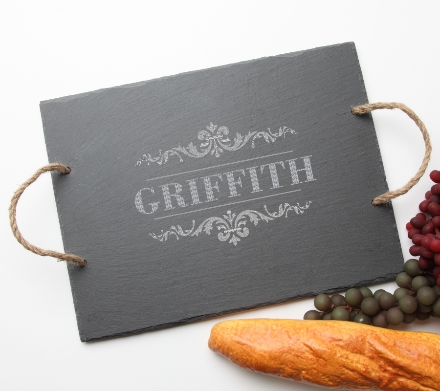 Personalized Slate Serving Tray Rope 15 x 12 DESIGN 16