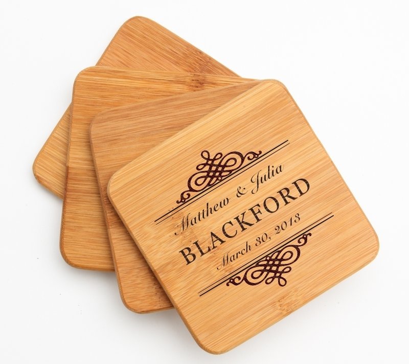 Personalized Bamboo Coasters Engraved Bamboo Coaster Set DESIGN 14