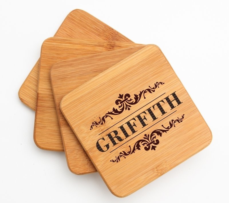 Personalized Bamboo Coasters Engraved Bamboo Coaster Set DESIGN 16