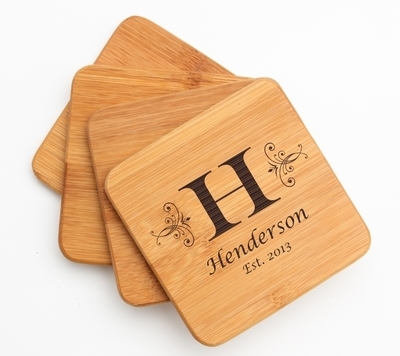 Personalized Bamboo Coasters Engraved Bamboo Coaster Set DESIGN 2