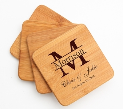 Personalized Bamboo Coasters Engraved Bamboo Coaster Set DESIGN 24