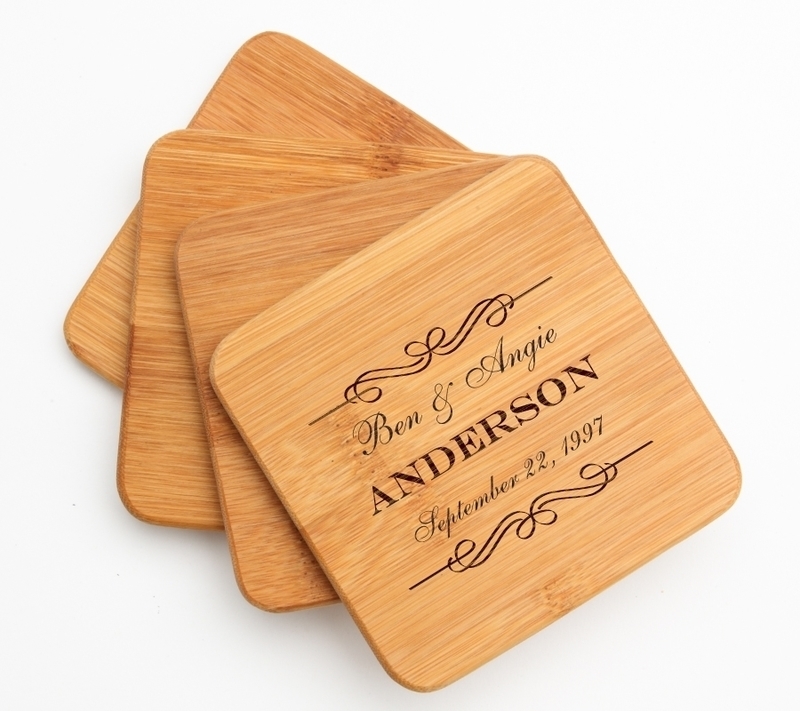 Personalized Bamboo Coasters Engraved Bamboo Coaster Set DESIGN 9