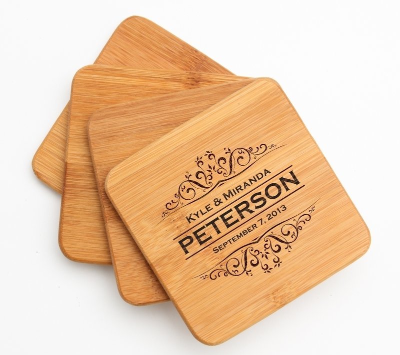 Personalized Bamboo Coasters Engraved Bamboo Coaster Set DESIGN 7