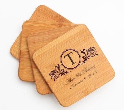 Personalized Bamboo Coasters Engraved Bamboo Coaster Set DESIGN 15