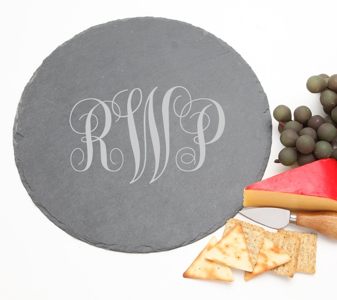 Personalized Slate Cheese Board Round 12 x 12 DESIGN 1