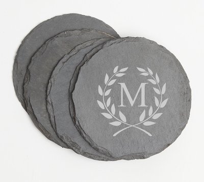 Personalized Slate Coasters Round Engraved Slate Coaster Set DESIGN 6