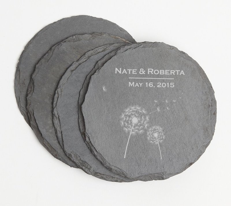 Personalized Slate Coasters Round Engraved Slate Coaster Set DESIGN 28